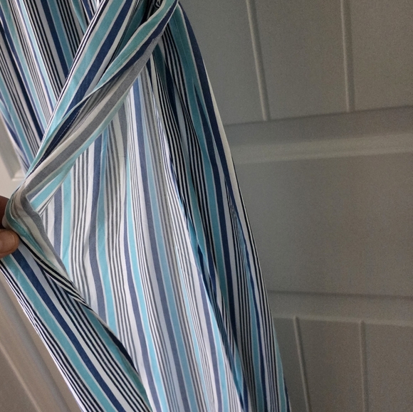 Ocean Pacific Striped Blue and White Pant Jumper With Side Slits - Picture 10 of 11